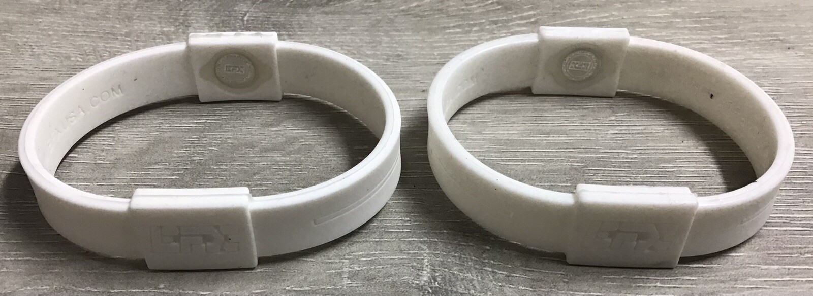 (LOT OF 2) EFX Hologram  Silicon Balance Wristband - White - SZ M - NEW - NO BOX