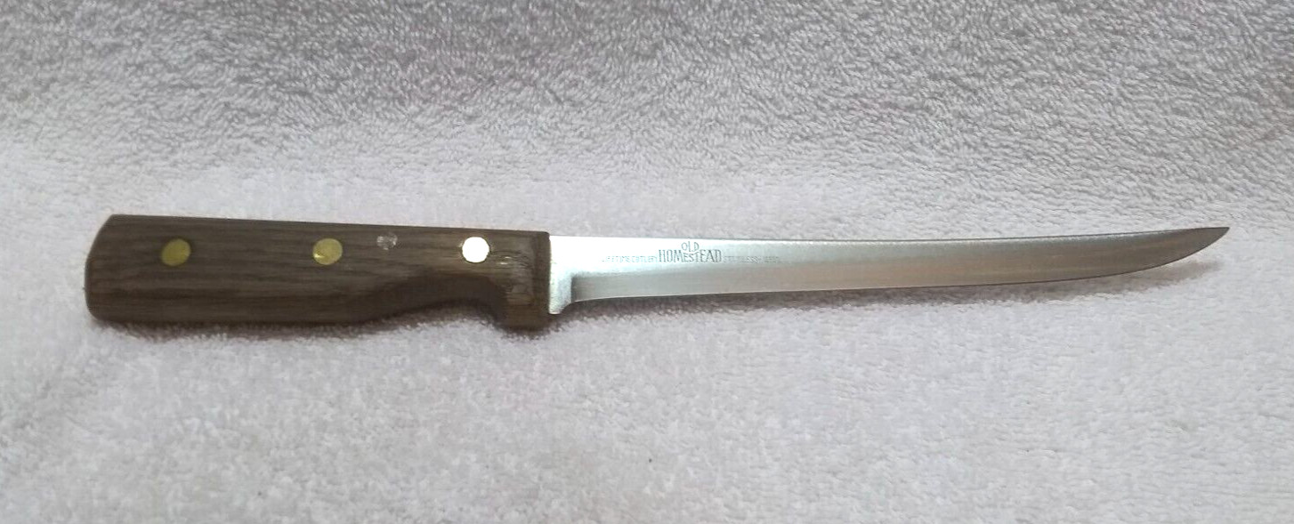 Vintage Old Homestead Lifetime Cutlery 7.5" Blade Fillet Knife Stainless Great !