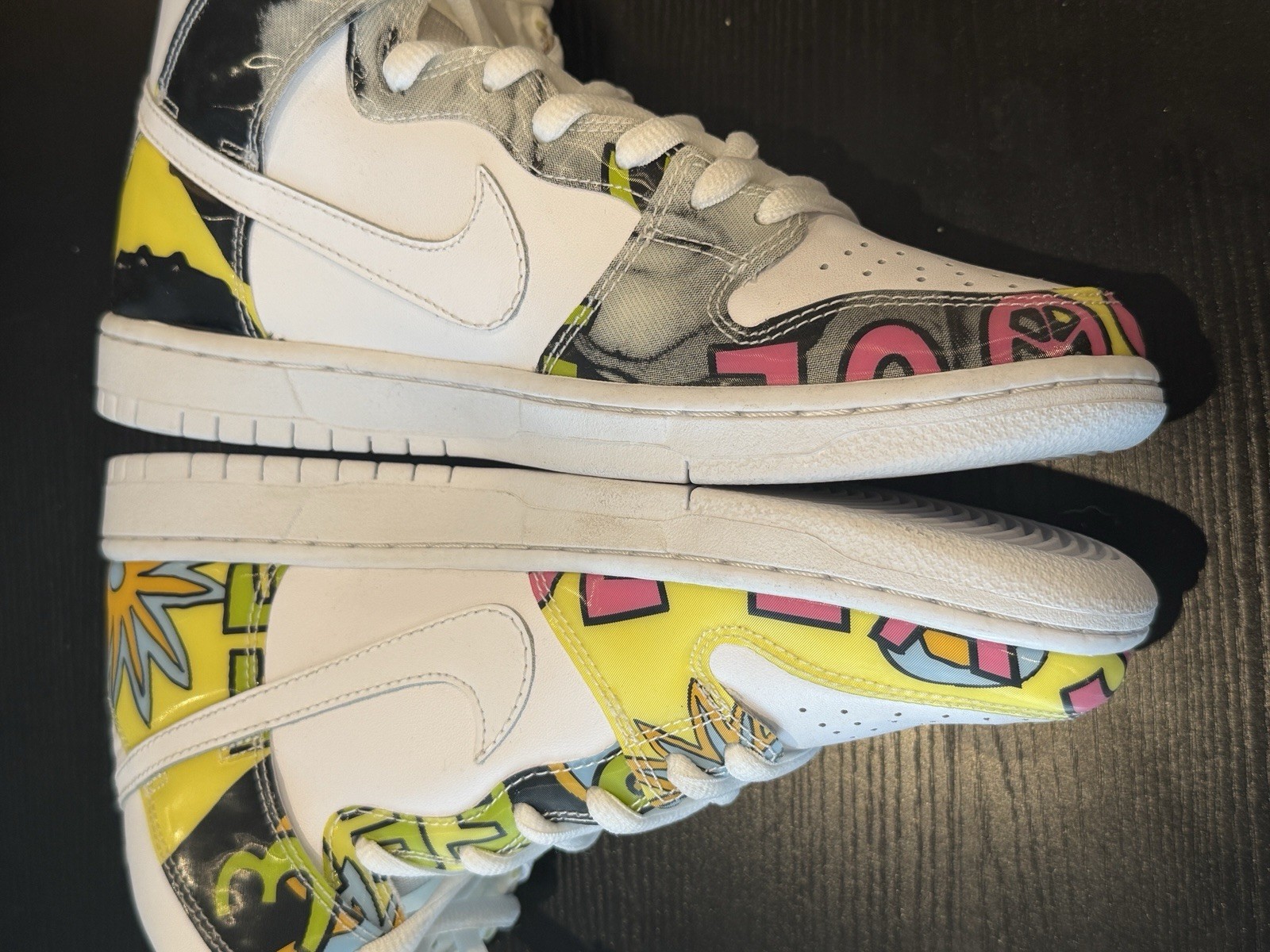 Nike SB Men's De La Soul High Shoes White/Yellow Graphic US 8.5