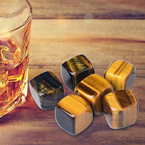 Whiskey Stones Chilling Crystal Ice Cubes for Drinks Whiskey Rocks Tiger Eyes