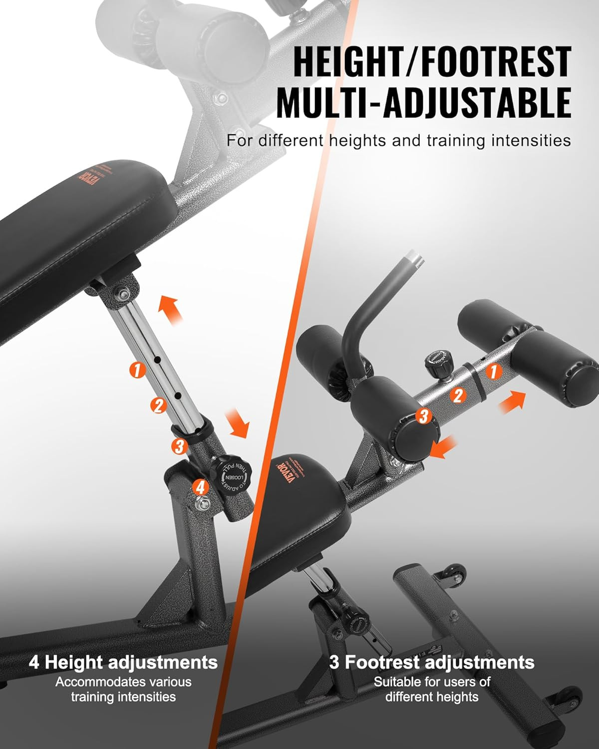 Sit up Bench, Decline Ab Bench with Reverse Crunch Handle, Adjustable Height Set