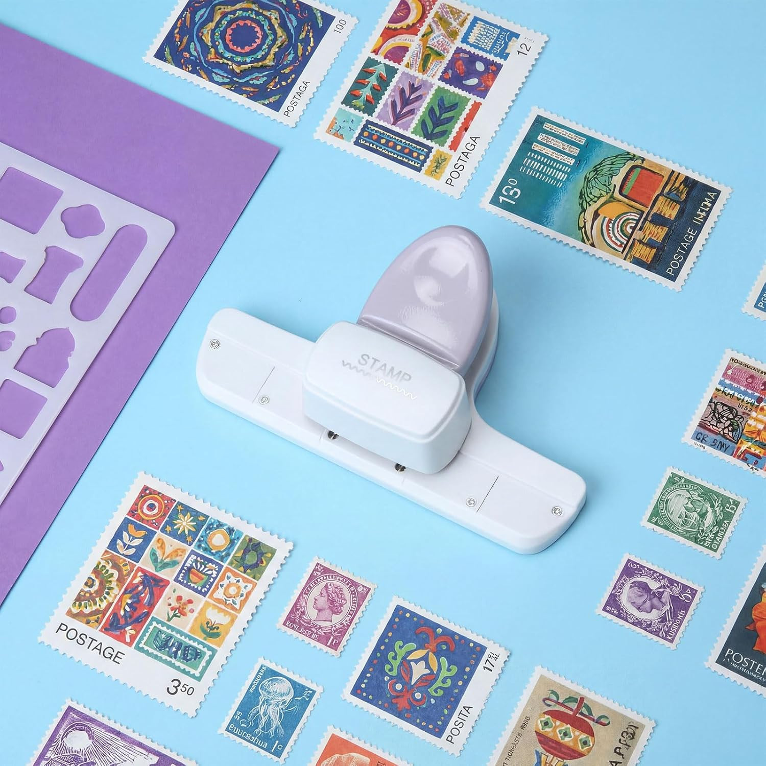 1 Pcs Postage Stamp Punch with Adjustable Perforated Edge, Versatile Stamp Shape