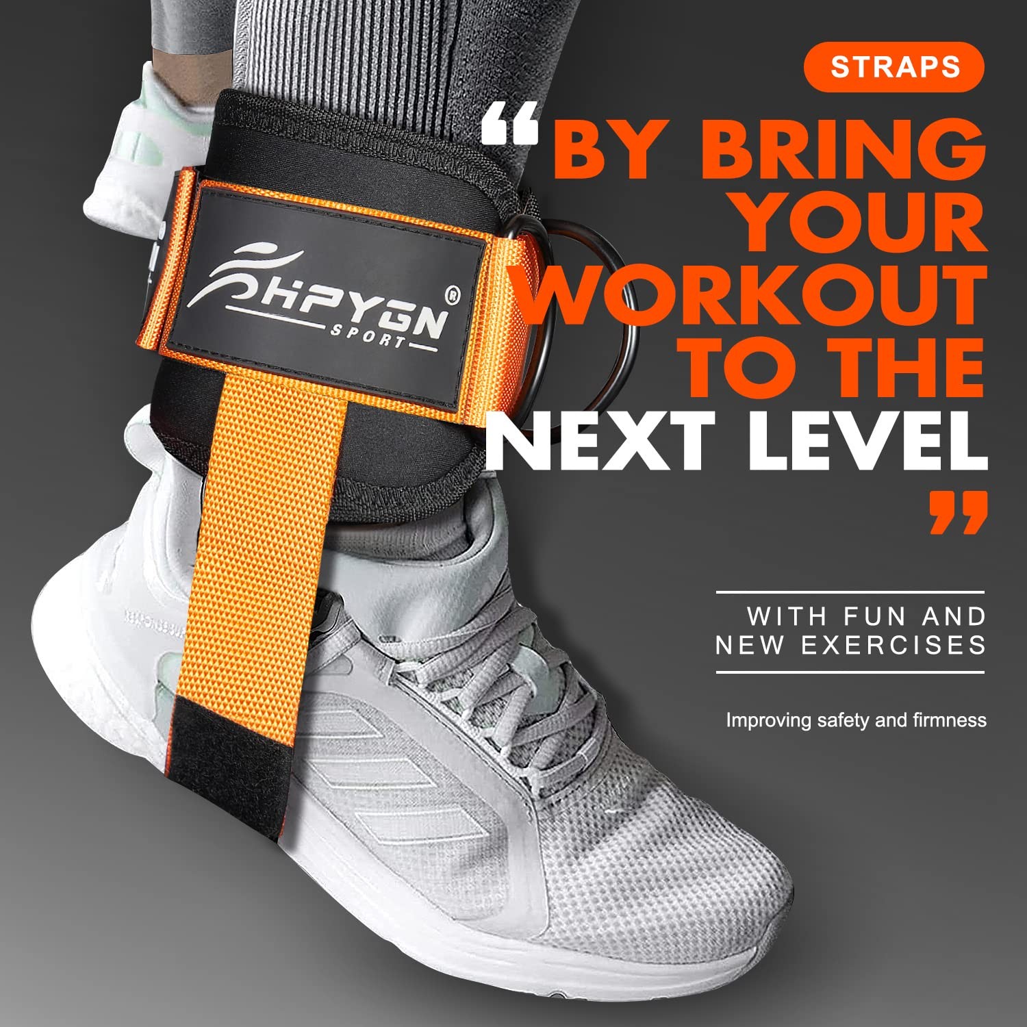HPYGN Ankle Strap for Cable Machine, Padded Straps 1Pair-Orange