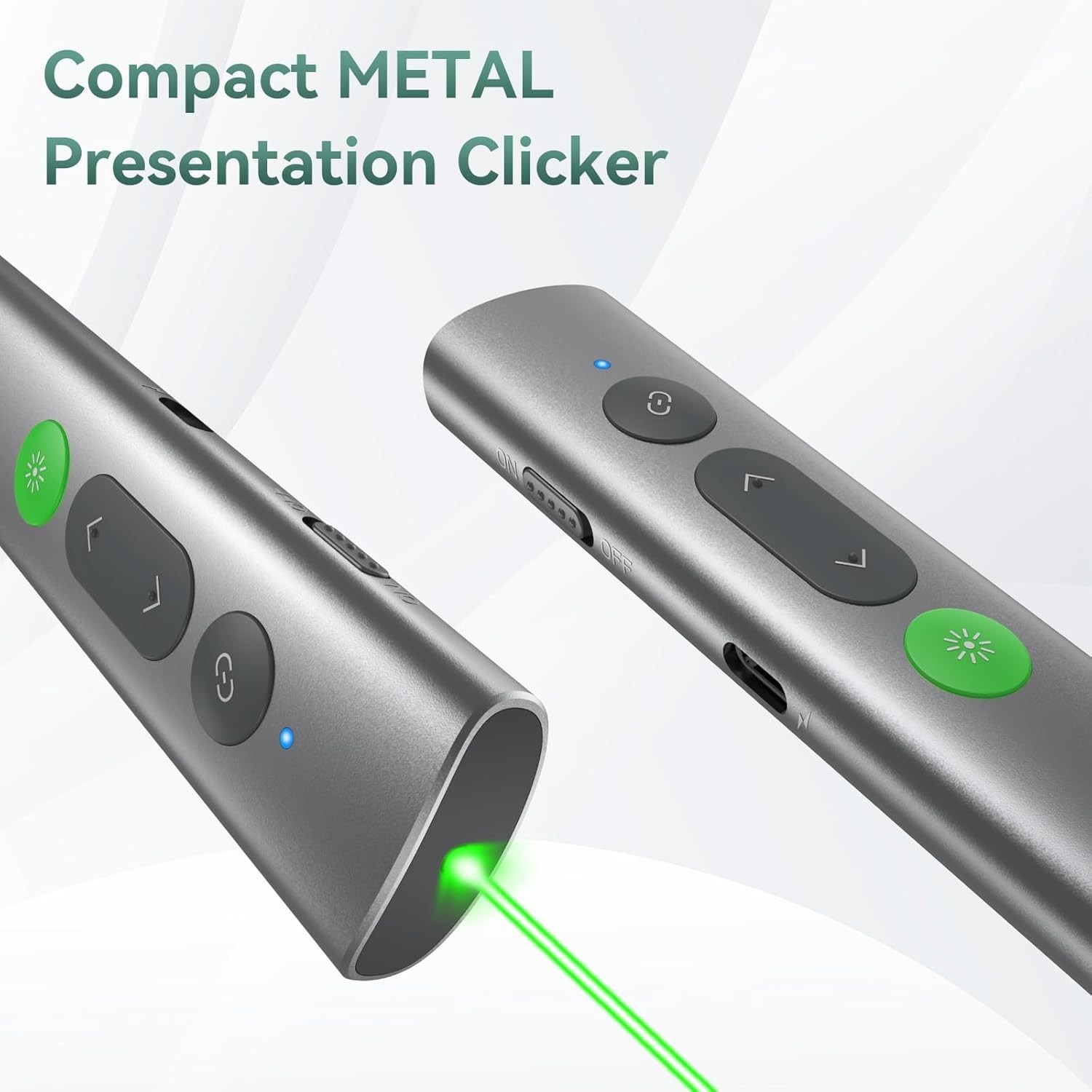 Wireless Presentation Clicker with Green Laser Pointer for PowerPoint Slides