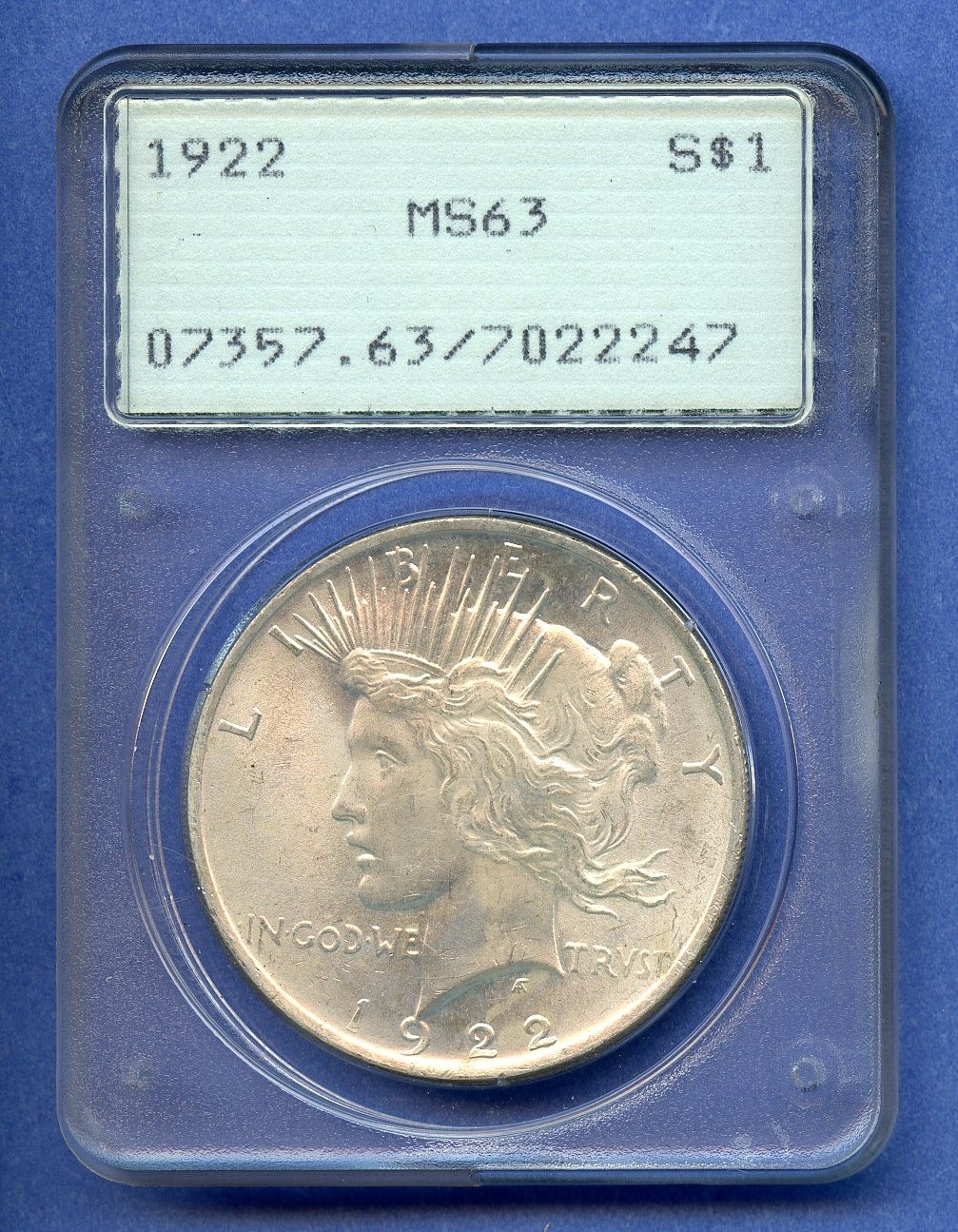 1922 P PCGS MS63 Peace Silver Dollar $1 US Mint Coin 1922-P MS-63 Rare Rattler