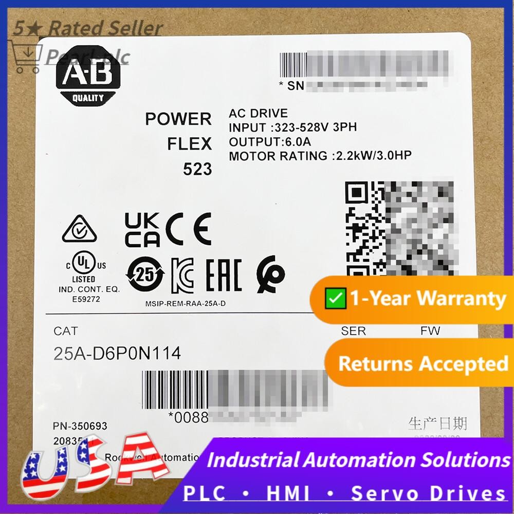 25A-D6P0N114 AB 25A-D6P0N114 PowerFlex 523 2.2kW (3Hp) AC Drive NEW US Free Tax