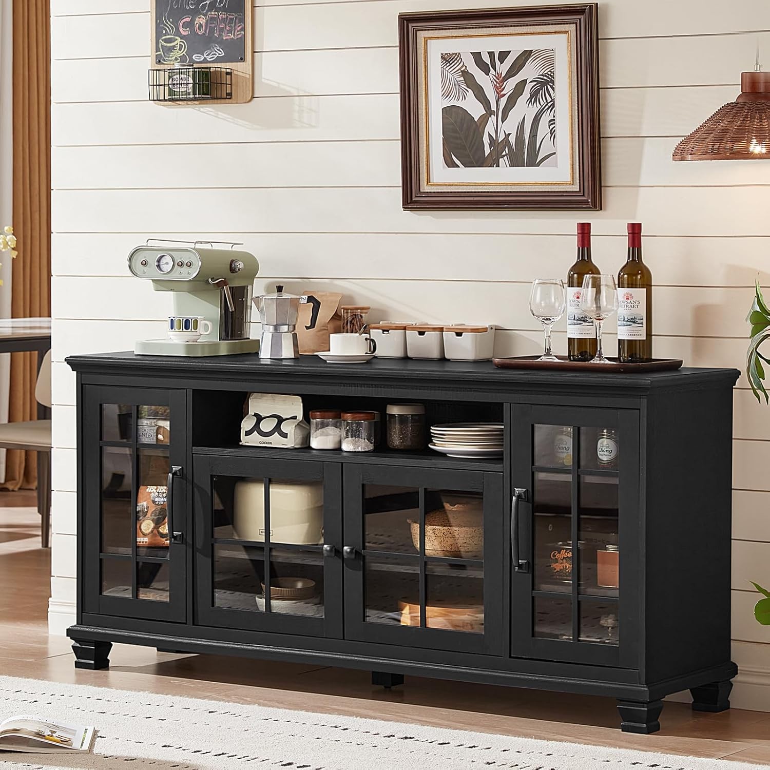 Lar Bla Sideboard Buffet Cabinet with Stora, Vinta Farmhouse 60"