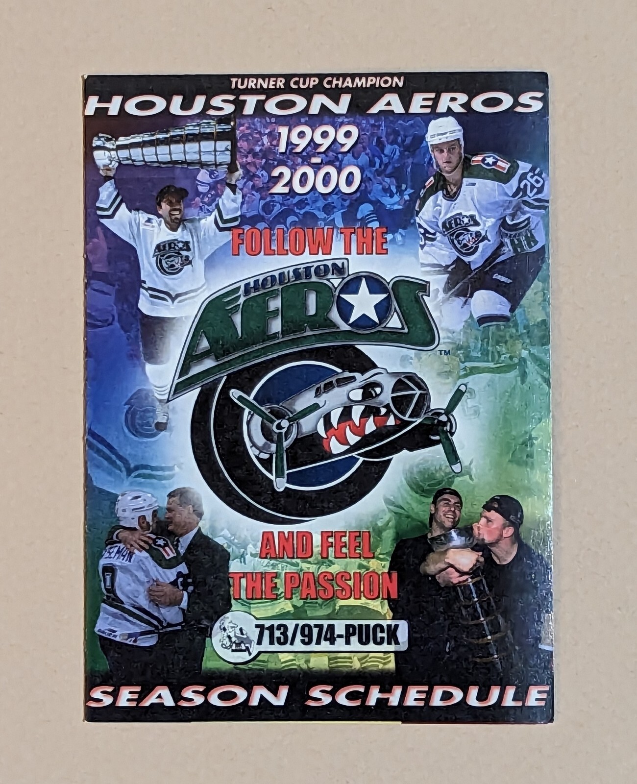 1999-2000 Houston Aeros Hockey Pocket Schedule IHL 🏒🥅
