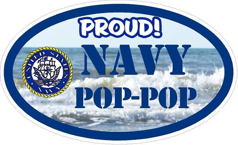 NAVY  POP POP   MILITARY  VINYL DECAL PROUD