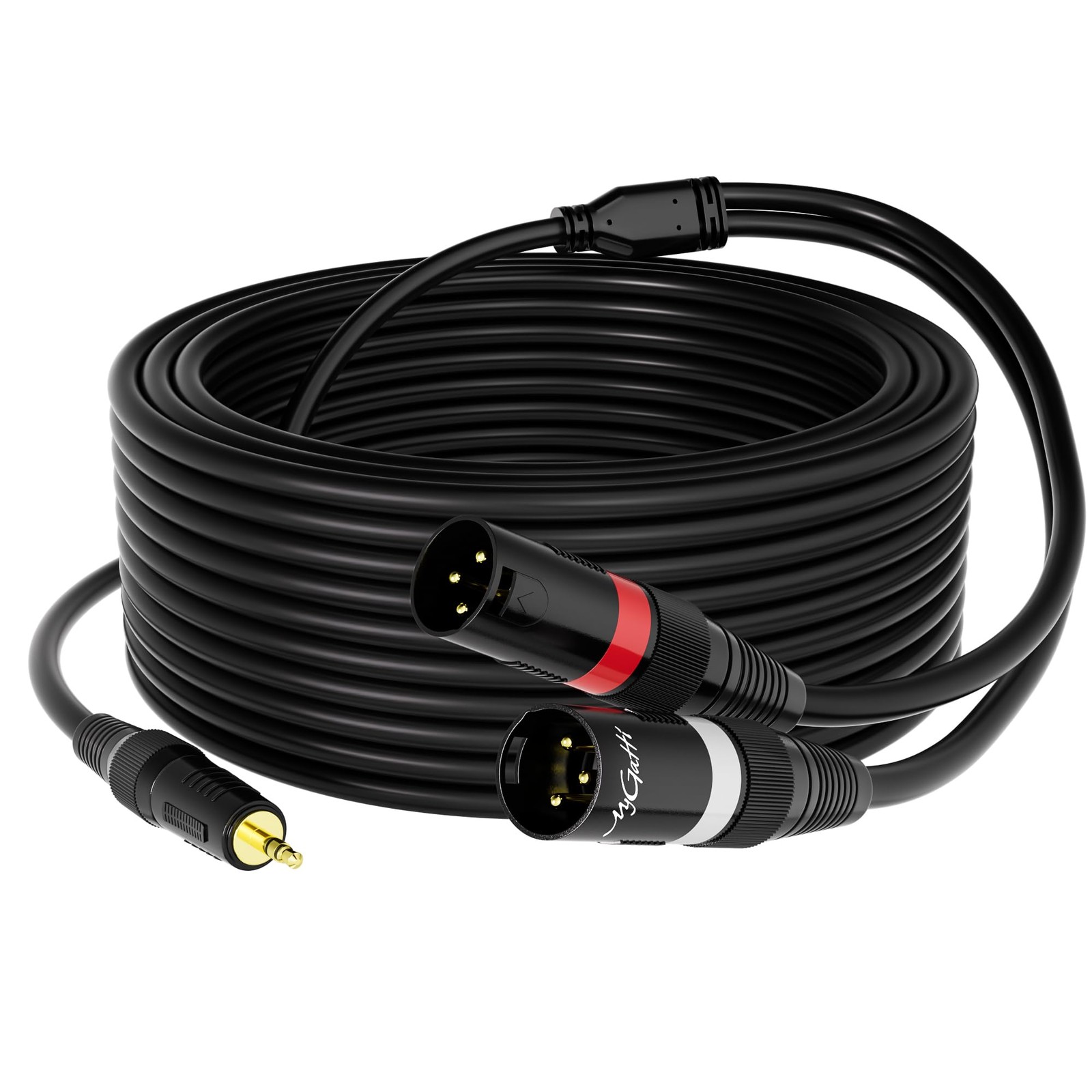 15 FT 3.5mm TRS To 2 XLR Pro Stereo Cable 1/8 Inch To Dual XLR Male Cord