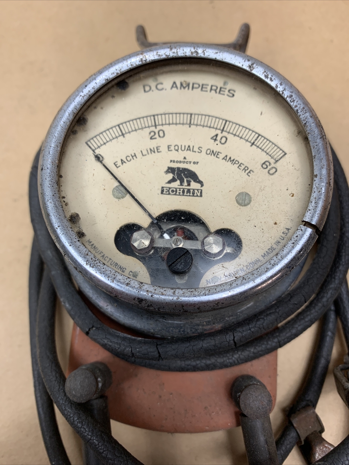 Antique Echlin D.C. Voltage D.C.Amperes Testing Equipment