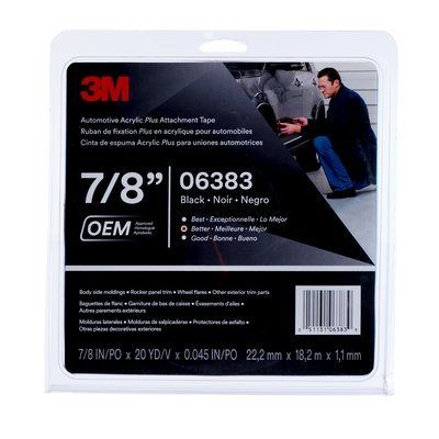 3M 06383 Automotive Acrylic Plus Attachment Tape Black 45 mil (7/8 in x 20 yd)