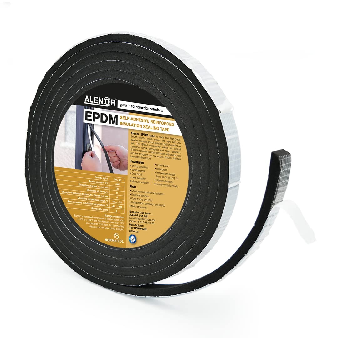 EPDM Black Foam Insulation Tape Adhesive 1/3"x1" x 16' Ft –Pack of 1- Weather...