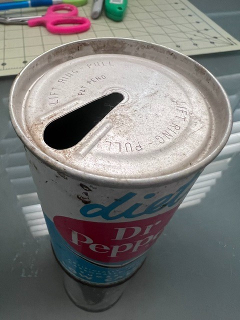 60's Dr Pepper "Chevron" Diet Soda Steel Can.