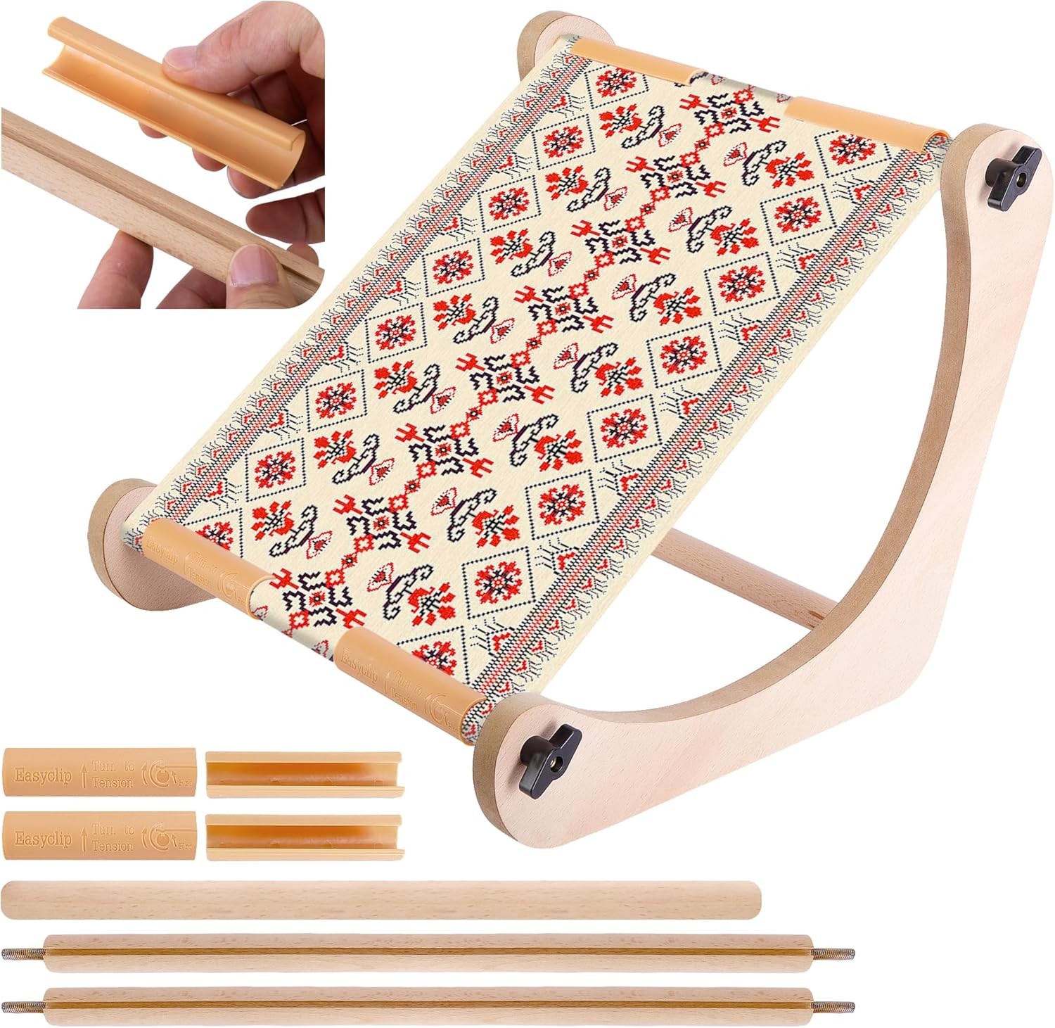 codree Adjustable Embroidery Table Stand, Wood Embroidery Hoop Holder, Hands