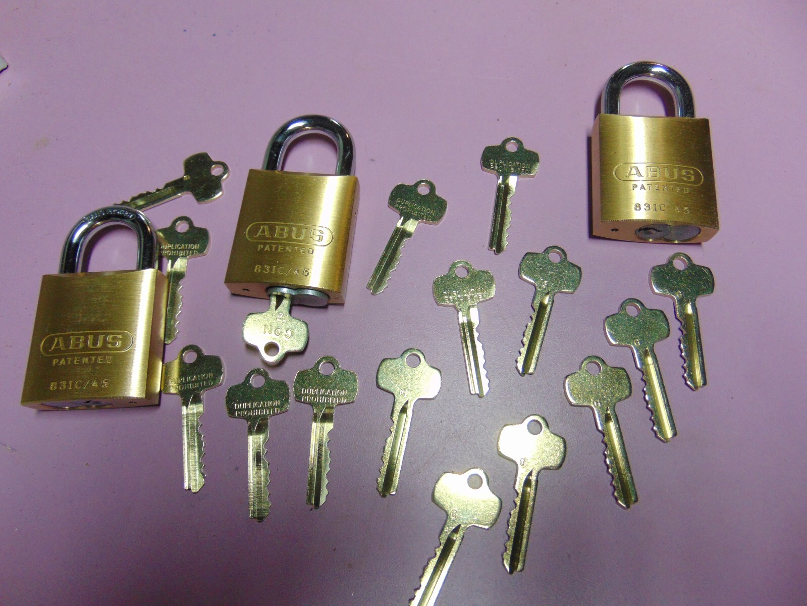 3 NEW ABUS IC BEST CYL. WITH G CORE AND 1 CORE AND 15 KEYS PADLOCK     LOCKSMITH