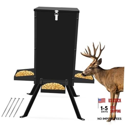 80LB Heavy Duty Gravity Steel Deer Feeder | Lightweight, Windproof,