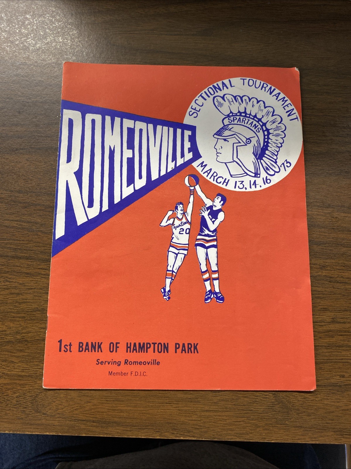 RARE 1973 Romeoville Illinois High School Tourn Program 1st Bank of Hampton Park