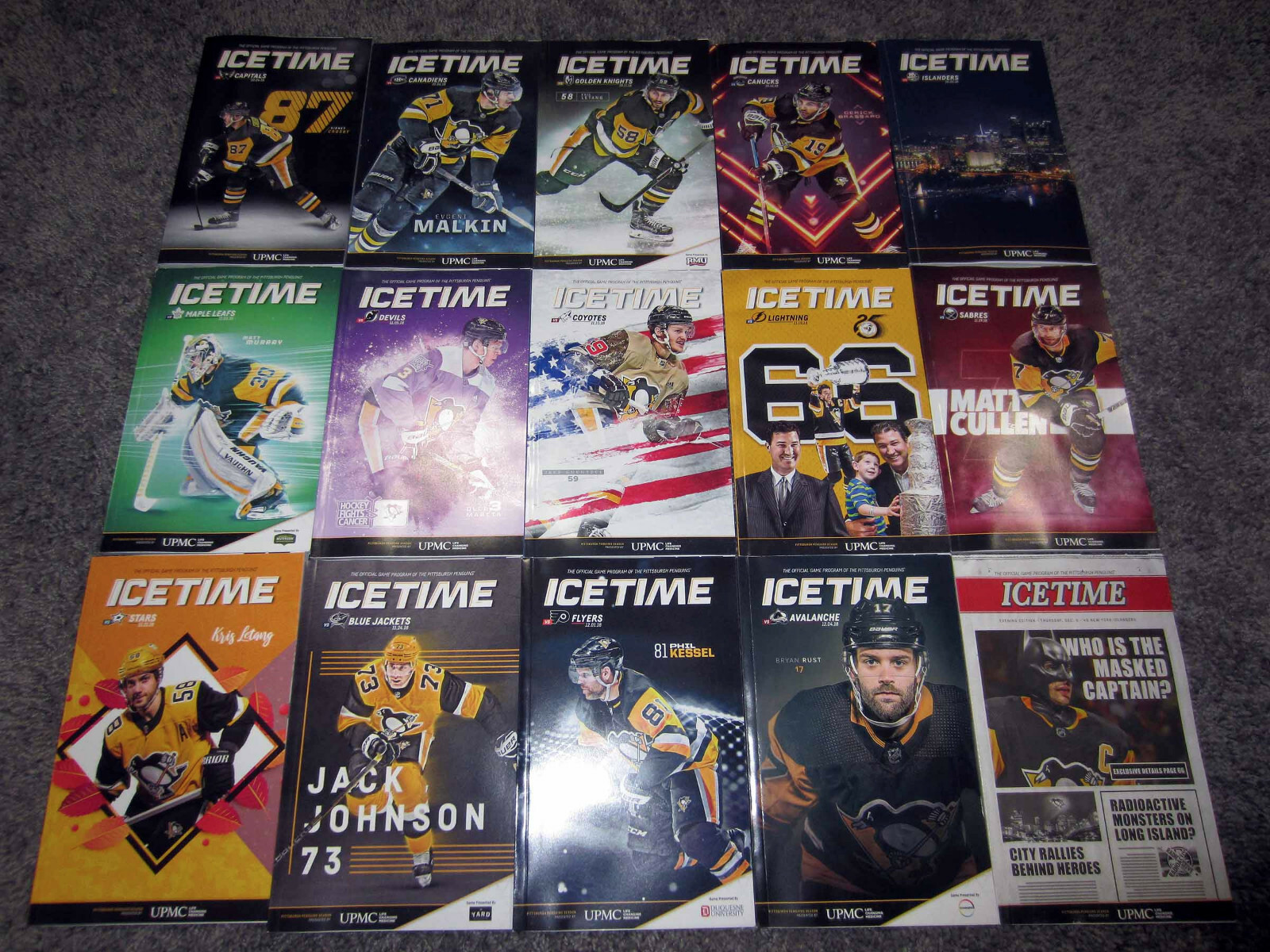 Pittsburgh Penguins 2018-19 Complete Season Icetime Magazine 43 Game Program Set