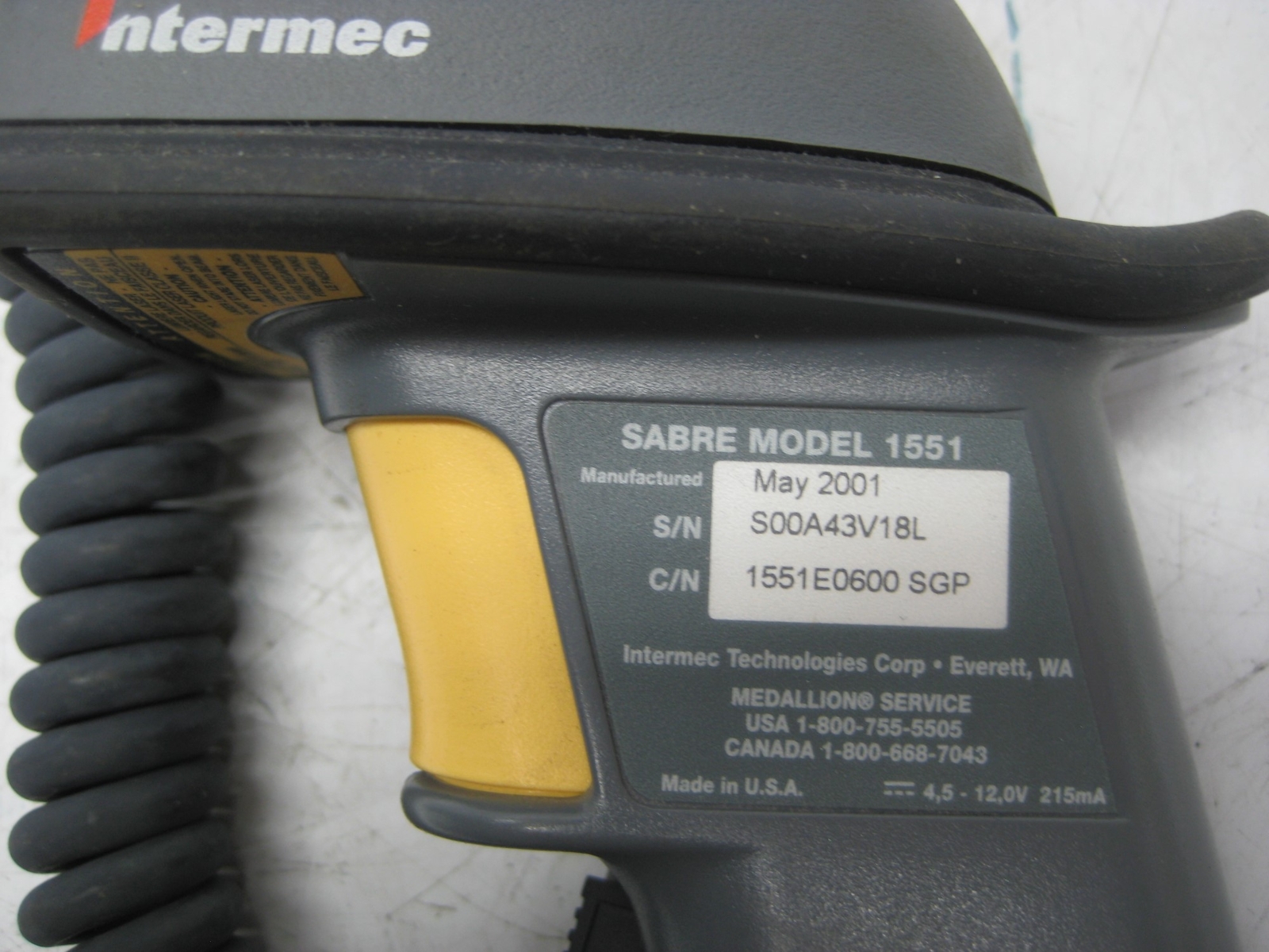 INTERMEC SABRE MODEL 1551 BAR CODE SCANNER NSNP