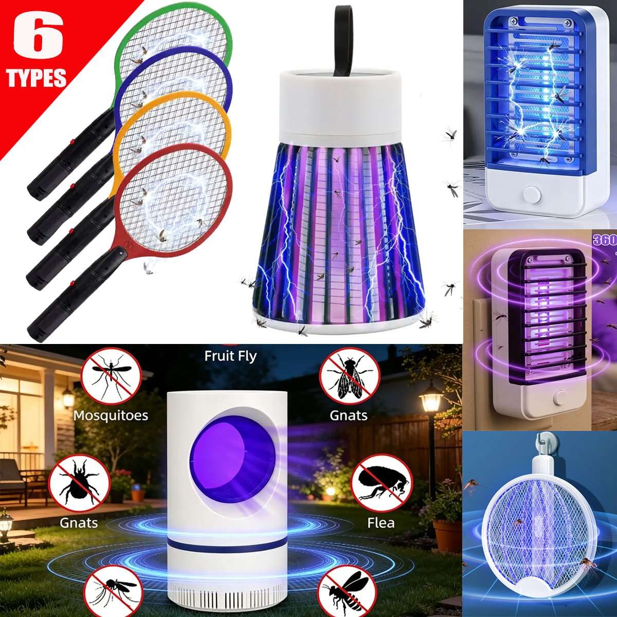 Electric Mosquito Killer Swatter UV Lamp Fly Bug Insect Zapper Trap Pest Control