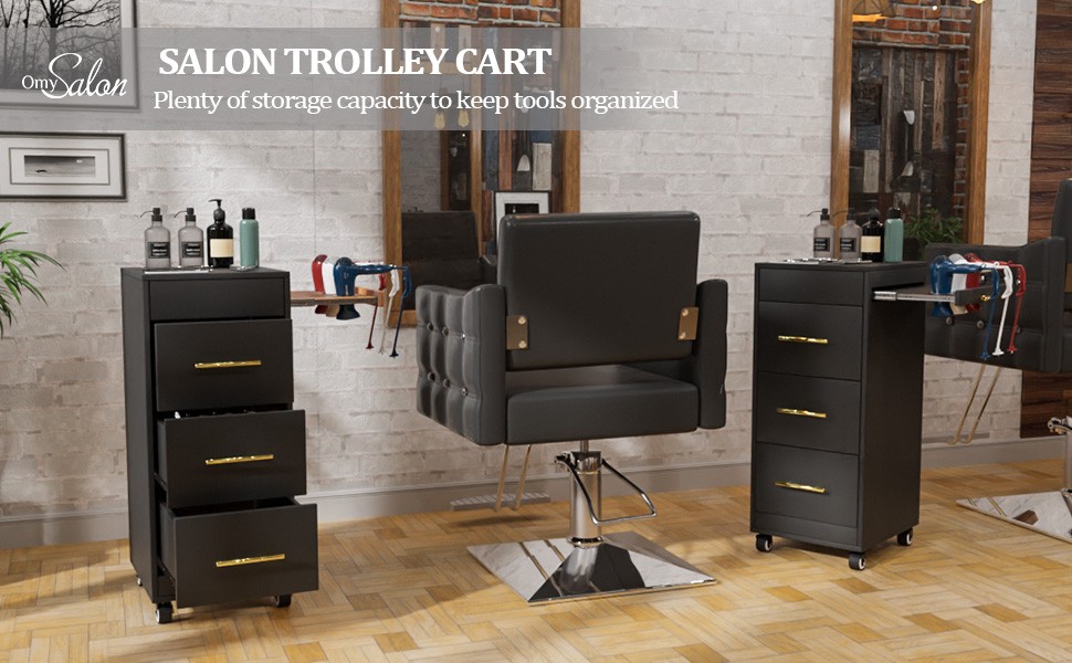 Hair Salon Storage Tool Cart Space Saving Salon Station Trolley Cart for Barber