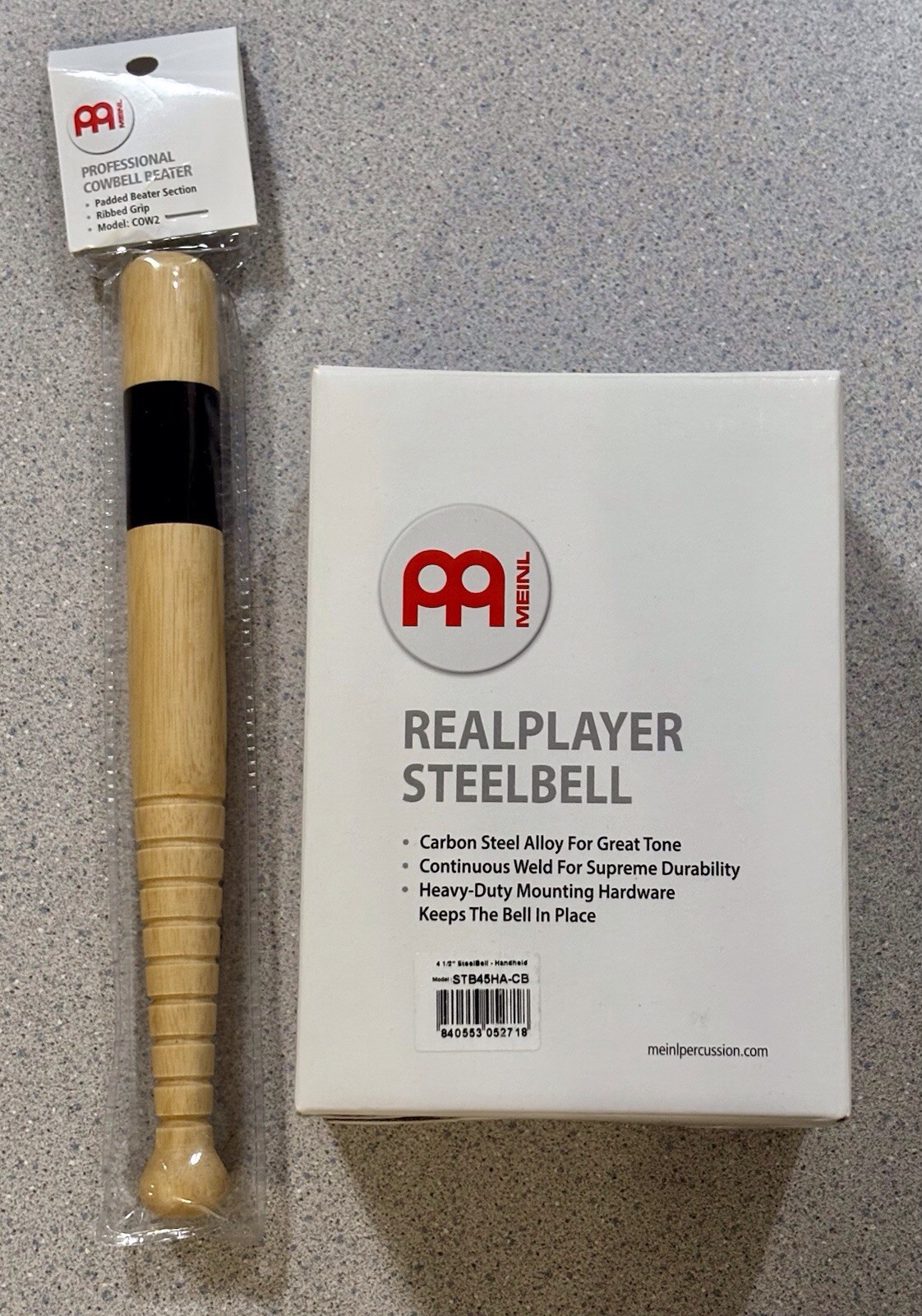 Meinl Percussion Realplayer 4.5 Inch Handheld Steelbell/Cowbell & Cowbell Beater