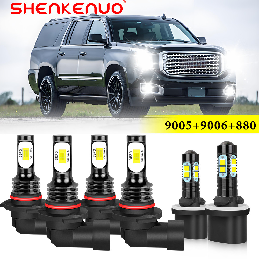 For GMC Yukon Denali 2001-2006 LED Headlight High Low Beam + Fog Light Bulbs Kit