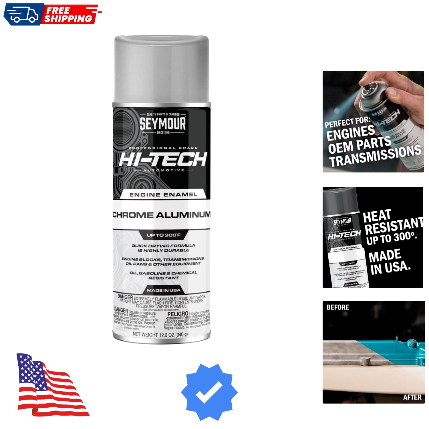 EN-4 Hi-Tech Engine Spray Paint, Chrome Aluminum 2 Ounce Pack of