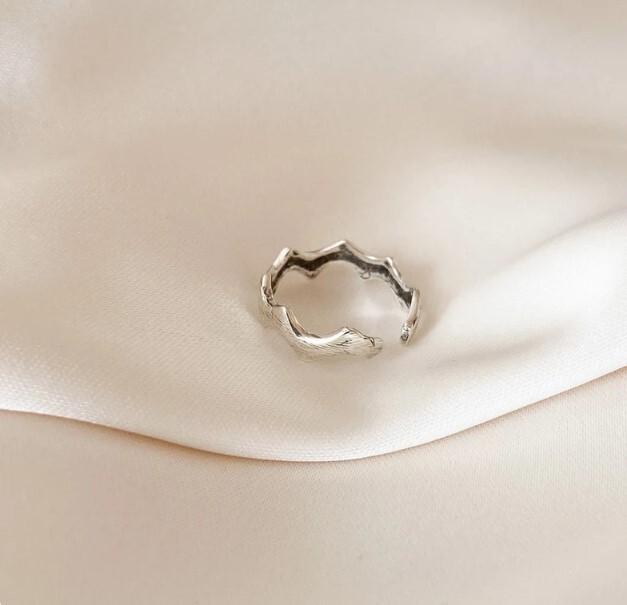Solid Metal Gift For Women's Adjustable Wave Toe Ring White Gold Plated Silver