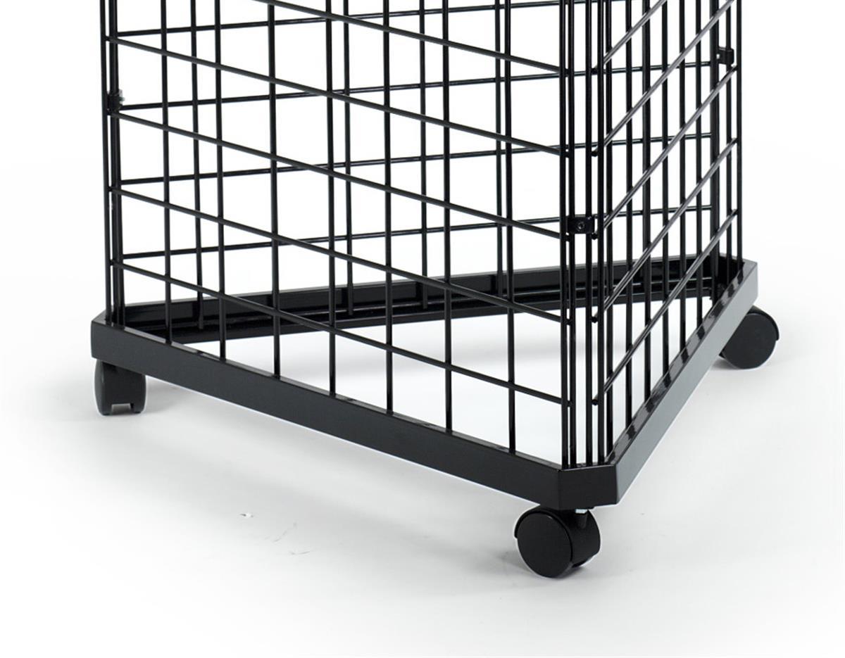 Wire Grid Triangle Tower Display Rack Casters Rolling Castors Black 2' x 5 ½' H