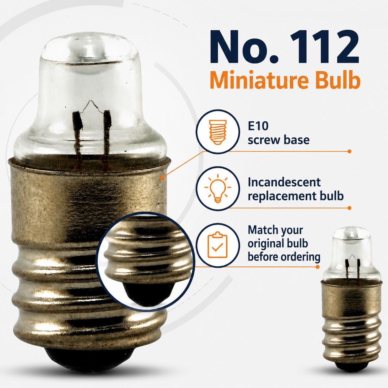 2 Pack No. 112 Flashlight Bulbs E10 Screw Base Incandescent Replacement