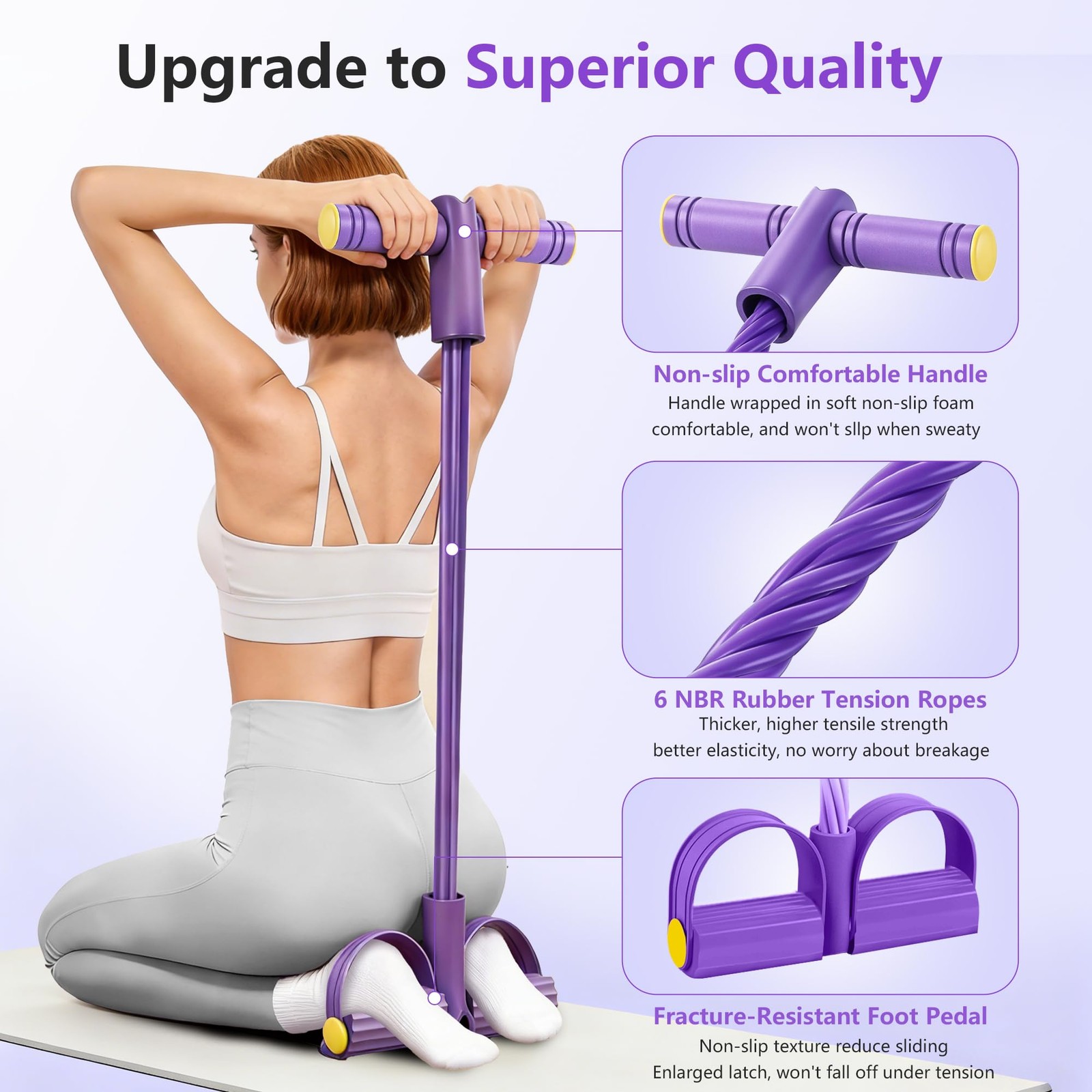 Upgraded Pedal Resistance Band with Handle, Soft Durable Fashion Puller Exerc...