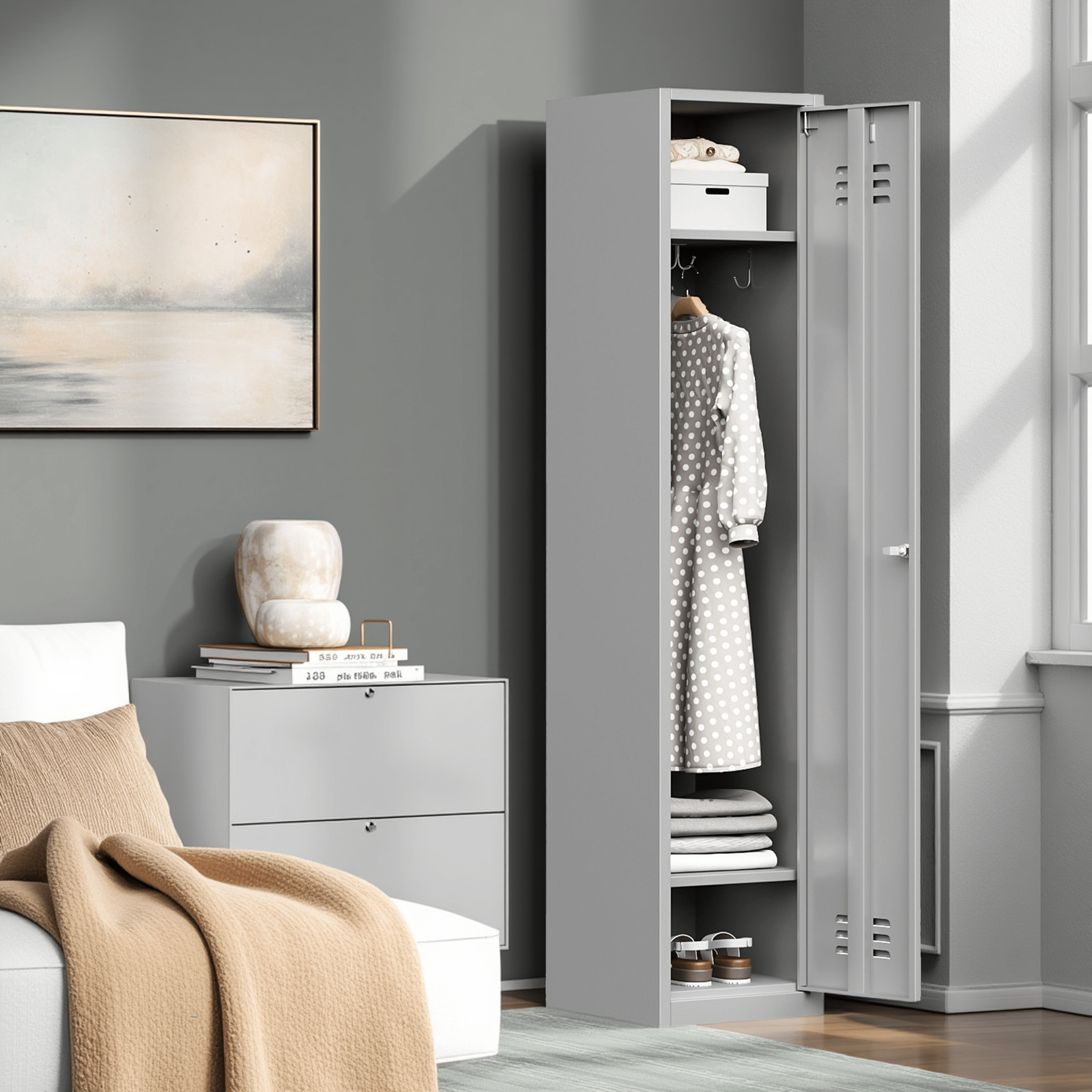 Metal Lockers for Employees Steel Storage Cabinet with 1 Door Home Office School