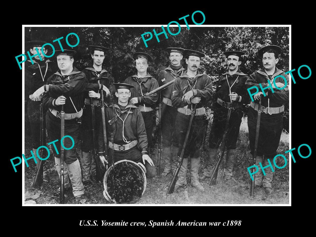 OLD POSTCARD SIZE PHOTO MICHIGAN TROOPS SPANISH AMERICAN WAR c1898 USS YOSEMITE