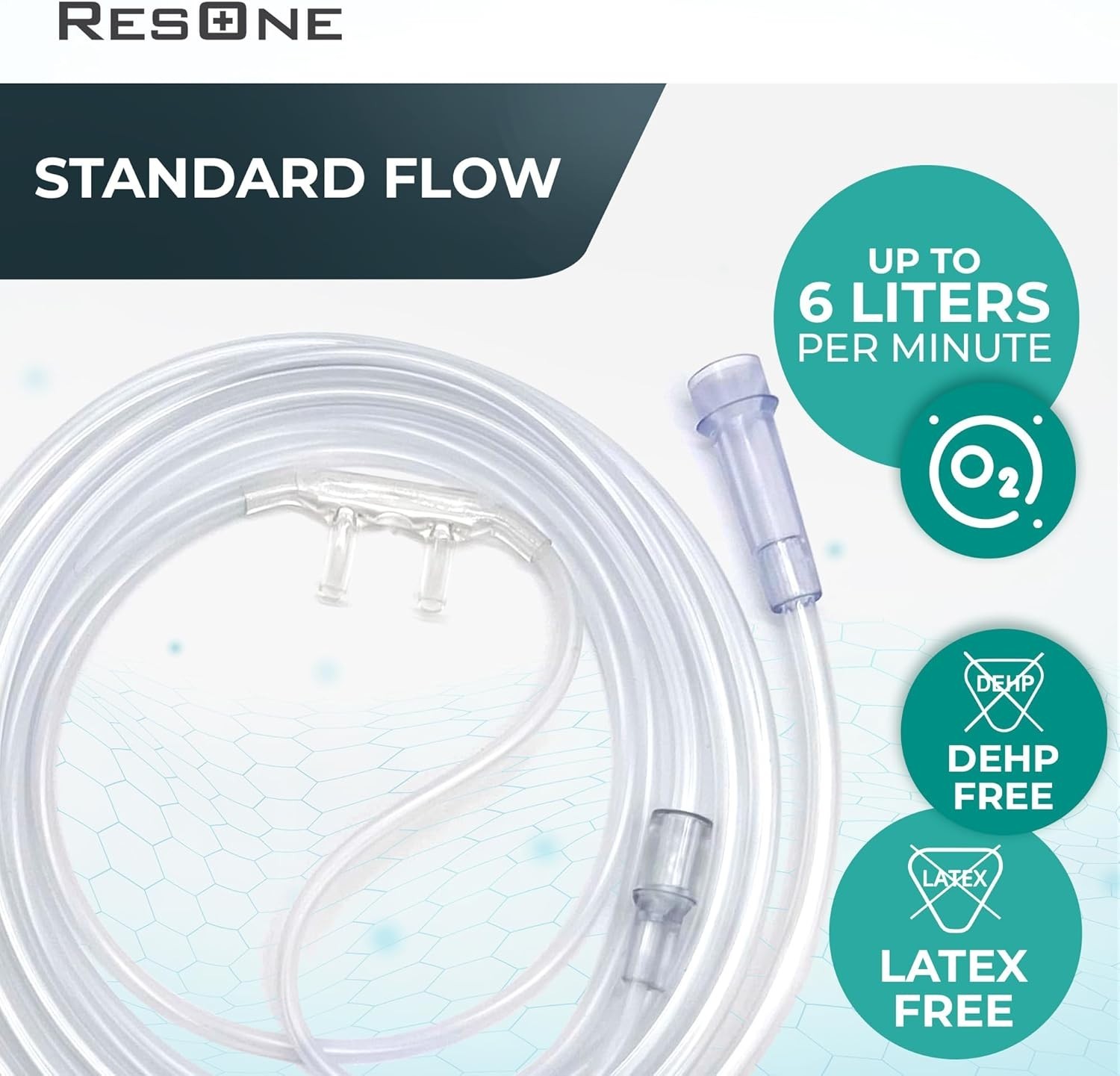 2Ft Oxygen Cannula - Soft Curved Nose Piece & Universal Fit Connector