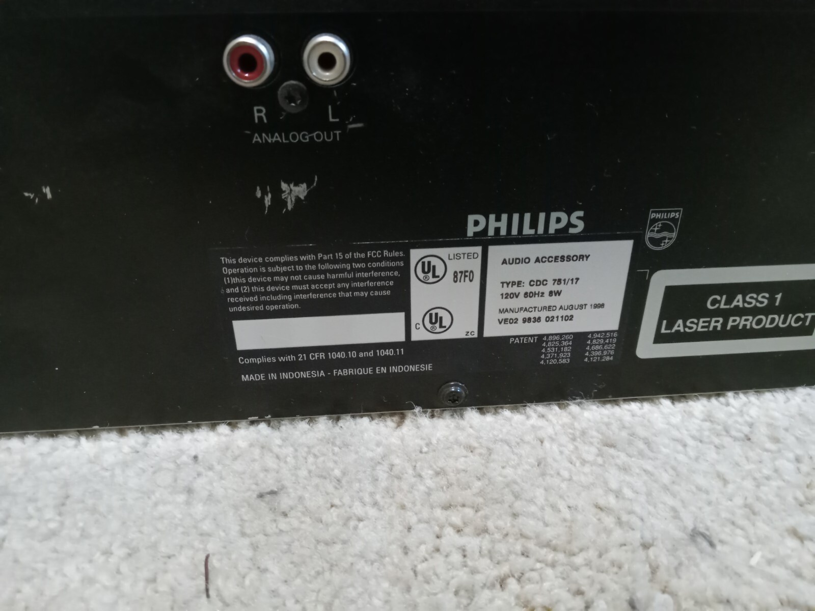 Philips CDC 751 Compact Disc Carousel Changer - No Remote or Cables