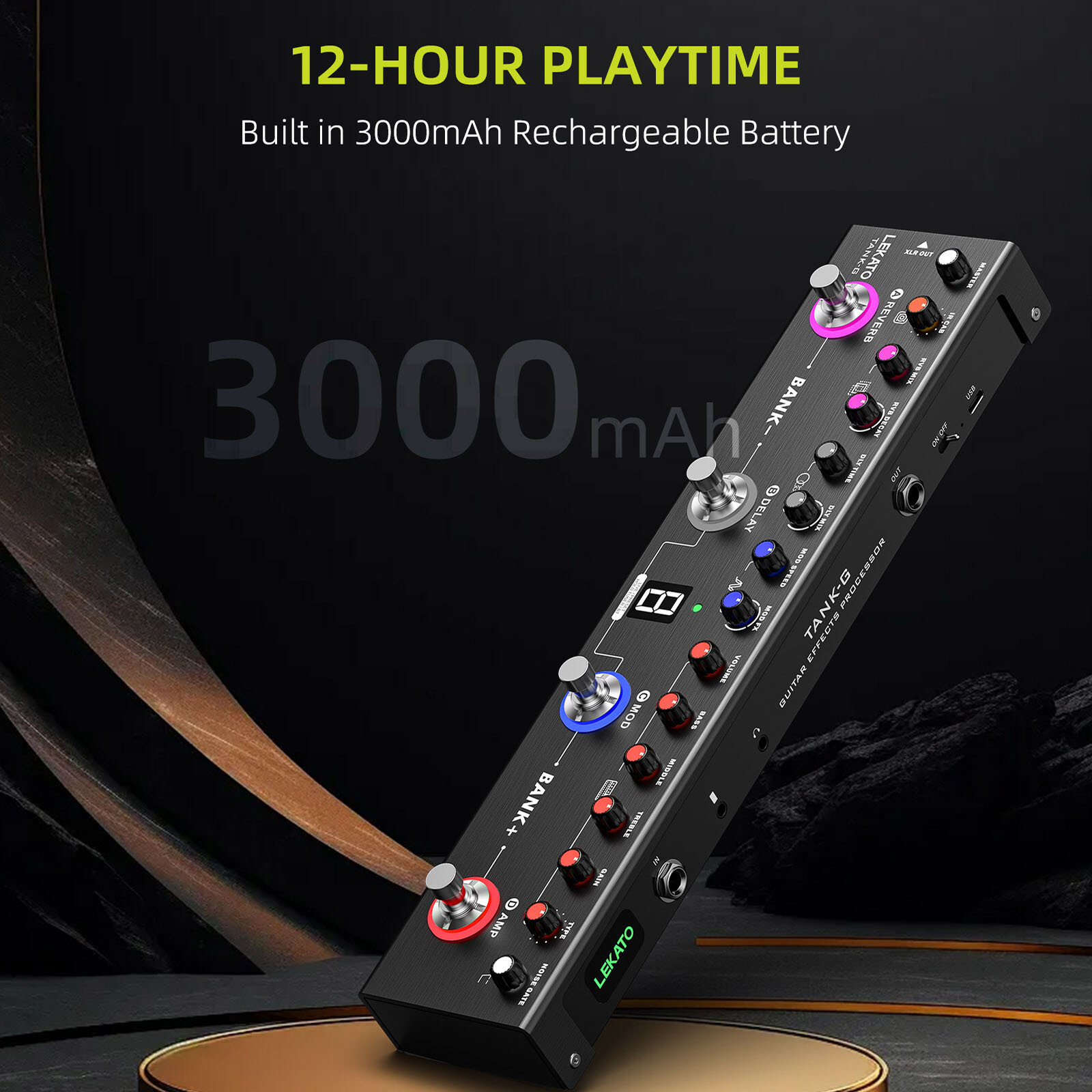 LEKATO Multi Effects Guitar Effects Pedal Processor 36 Presets Built-in 3000mAh