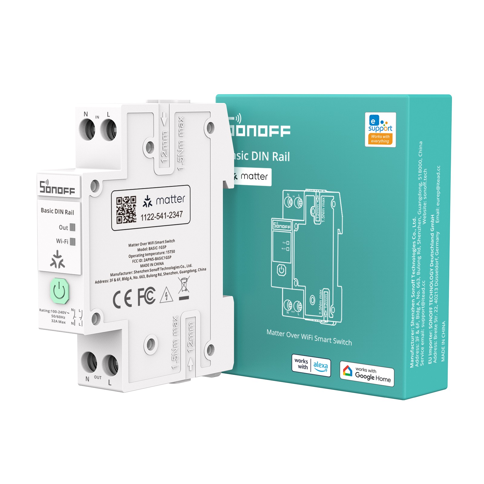 SONOFF Basic DIN Rail Matter Smart Switch WIFI Switch 32A With Energy Monitoring