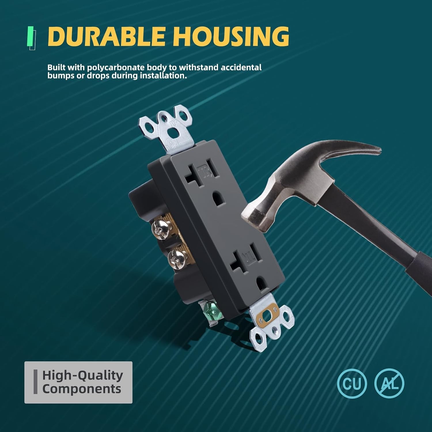 TOPELER Black Decora Electrical Wall Outlets,Tamper-Resistant Duplex Receptacle