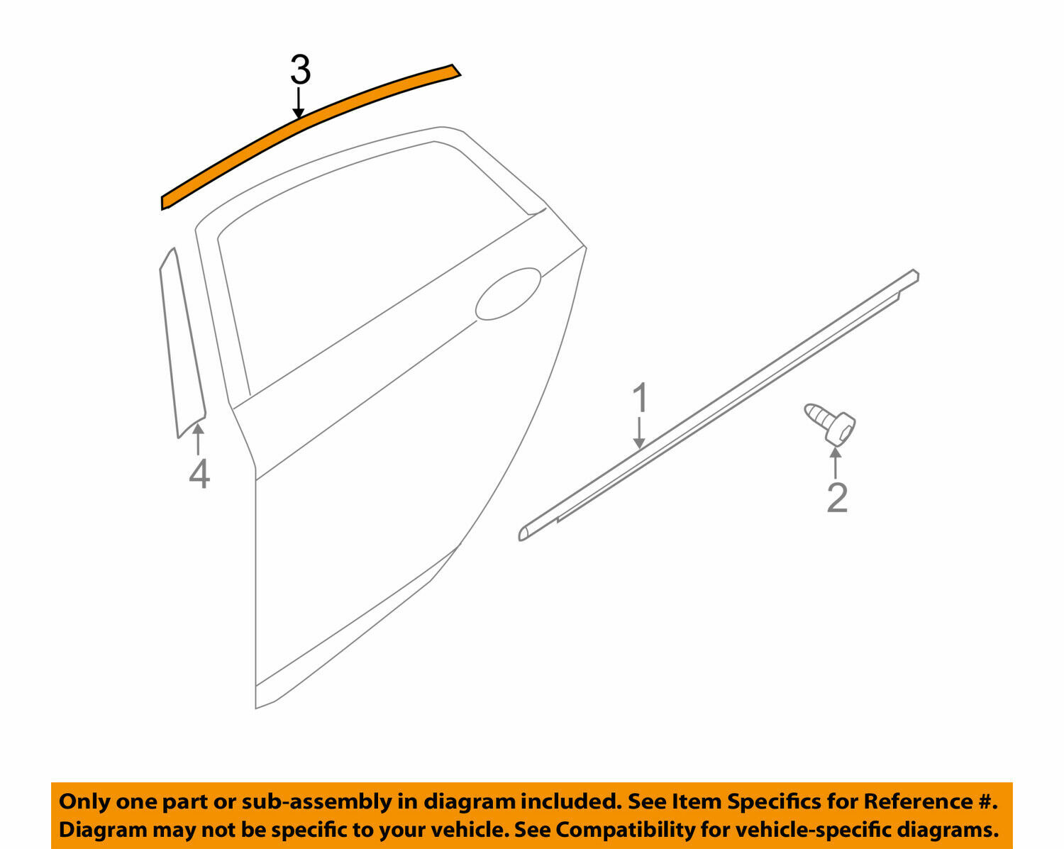 Optima 11-15 Upper Door Panel Trim Chrome Molding Rear Door Right Passenger Side