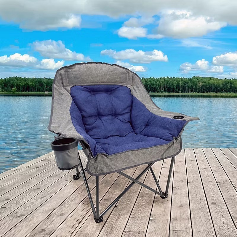Outdoor Folding Club Chairs Heavy Duty Padded for Camping Patio Beach Cup Holder