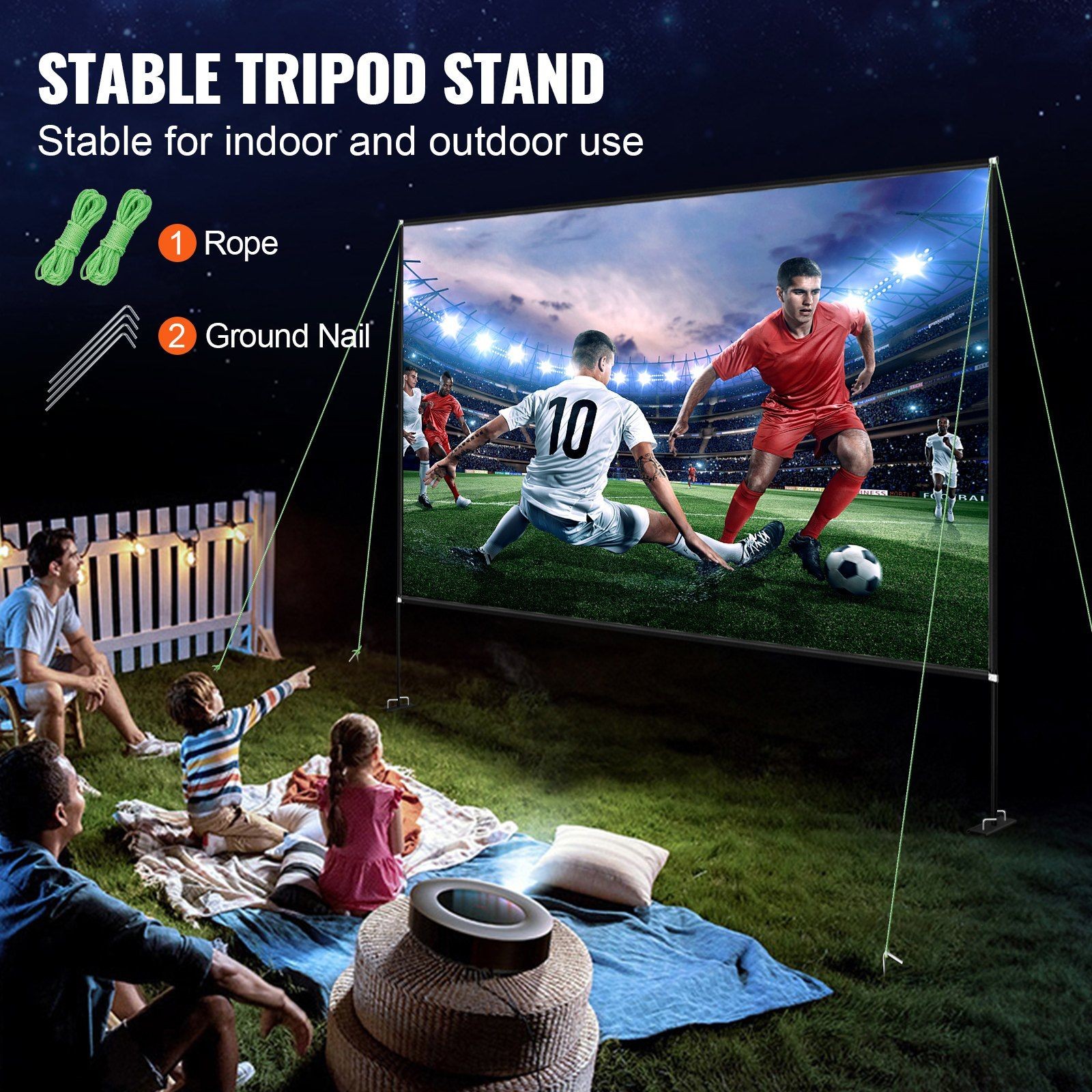 Freestanding 150" 4K HD Projection Screen with Packable Body