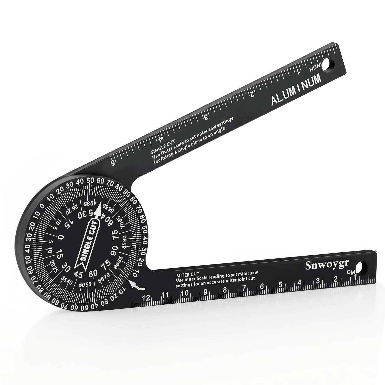 7" Aluminum Angle Finder Protractor Square for Carpenters, Dual Scale