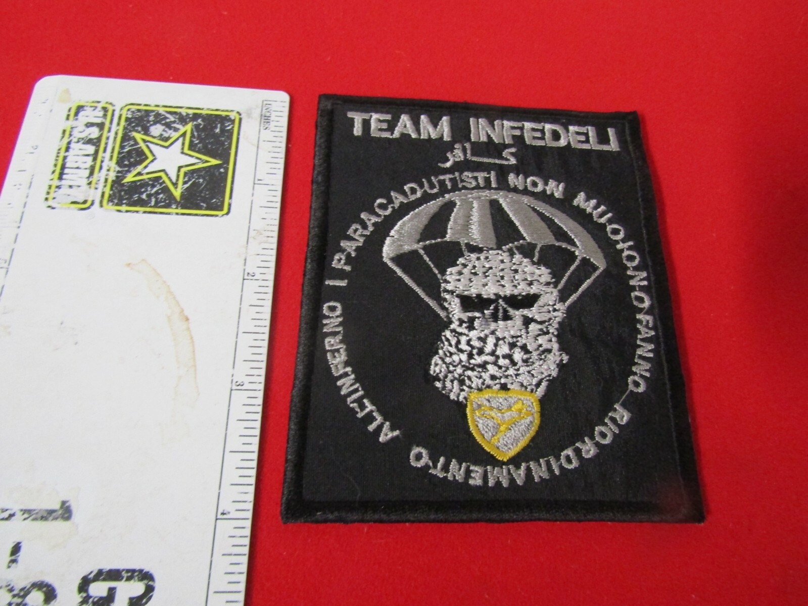 MILITARY PATCH THEATER MADE SEW ON AFGHANISTAN TEAM INFEDELI PARACHUTIST NON