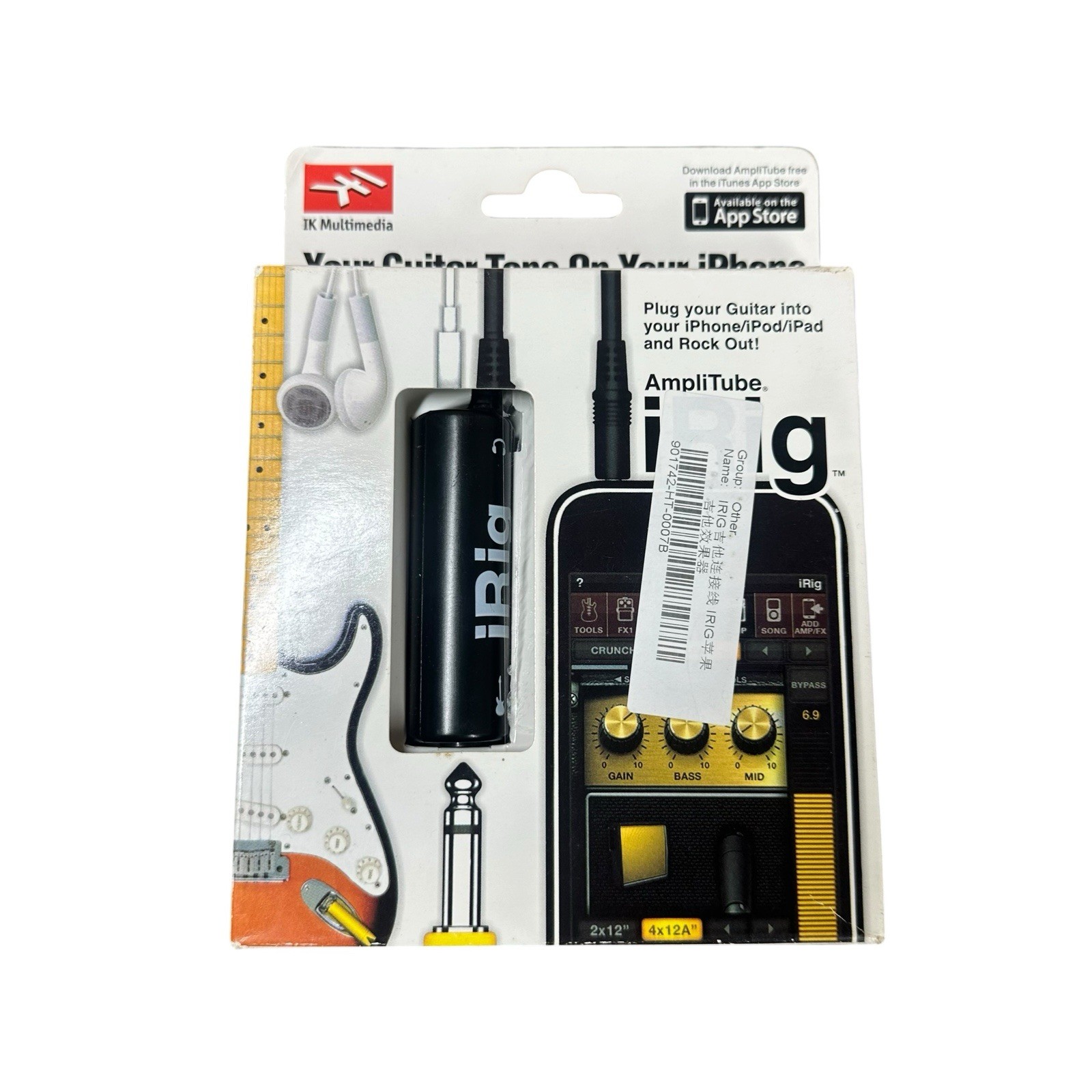 IK Multimedia AmpliTube iRig Guitar Interface for iPhone iPod iPad Adapter NEW