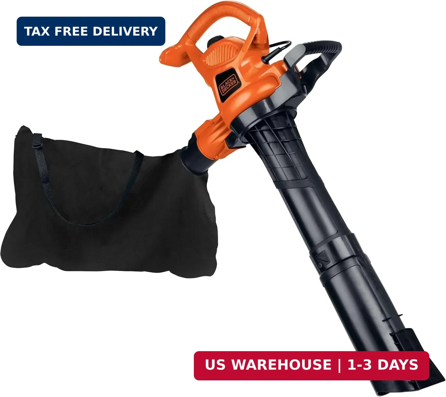 BLACK+DECKER Corded Leaf Blower Leaf Vacuum and Leaf Mulcher 3-in-1, Up to 230 M
