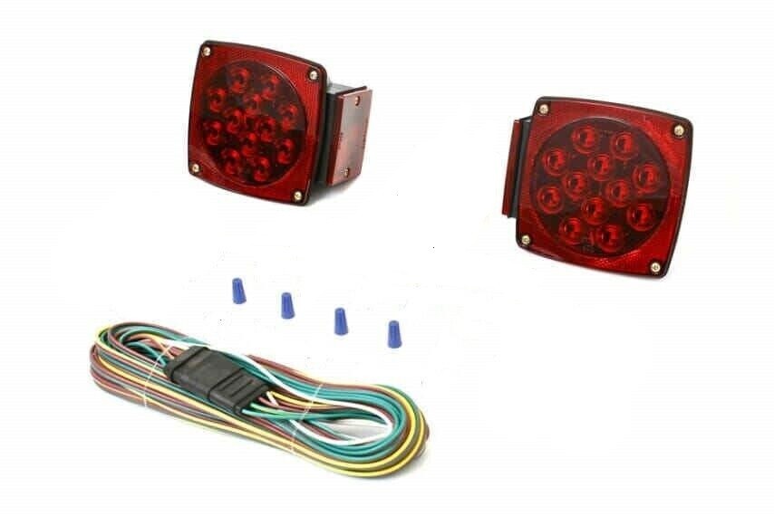 new Rear LED Submersible Trailer Tail Lights Kit Boat Truck Waterproof +25' wire