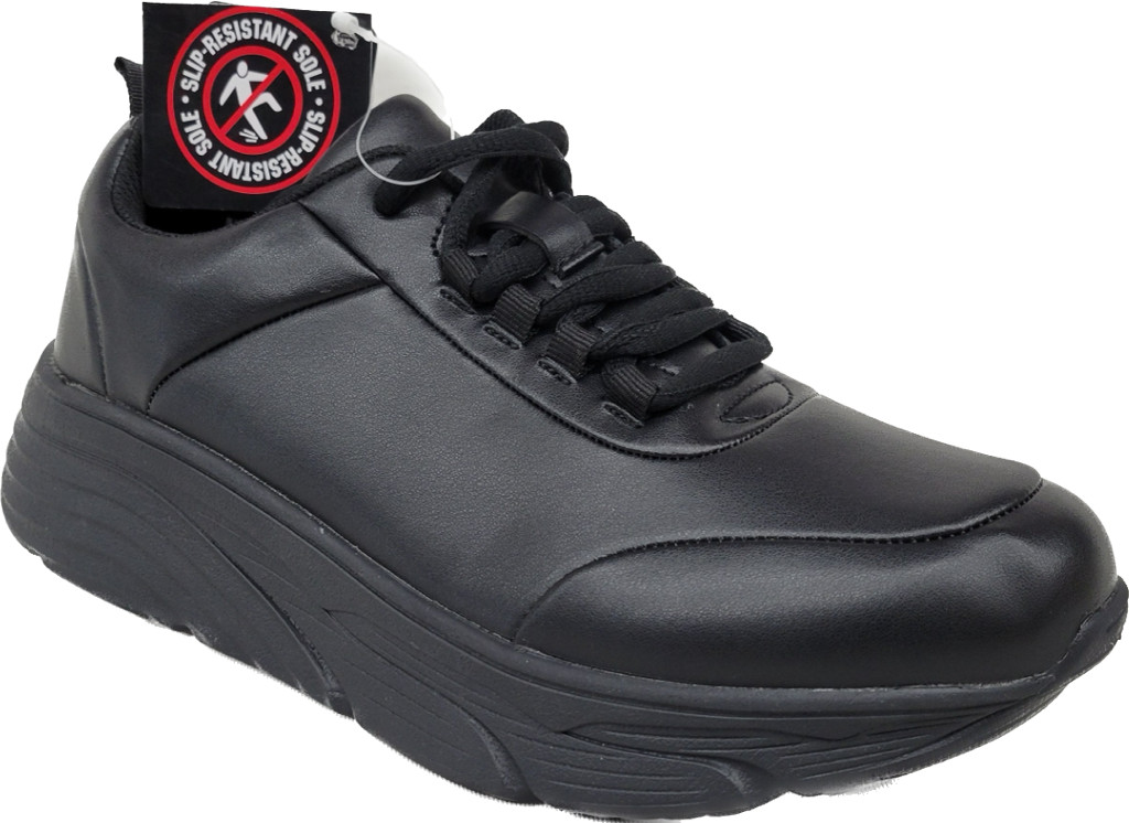 Slip Resistant Wide Women's Work Shoes Black Extend Arch Cushioned MayTall 2601