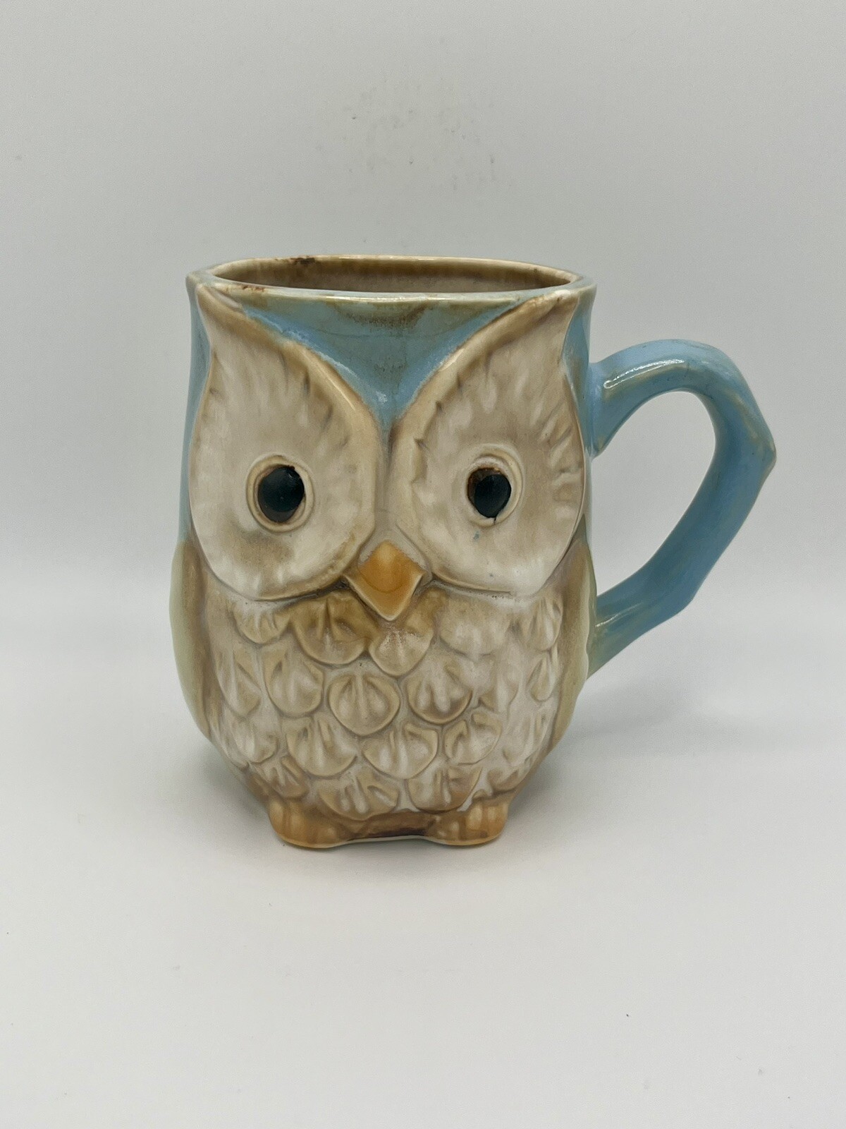 Burton & Burton Owl Mug Excellent Condition Blue/Green/Earth Tones